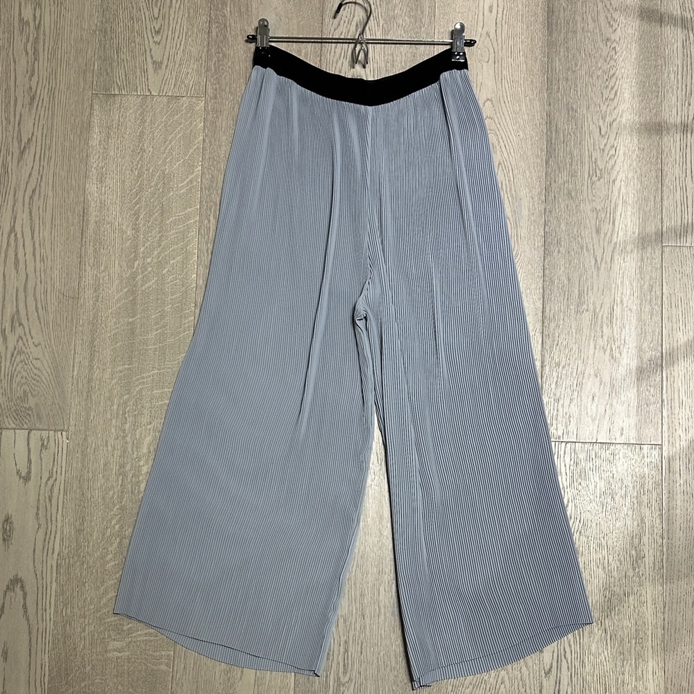 Zara Plisse Ankle Pants - Light Blue